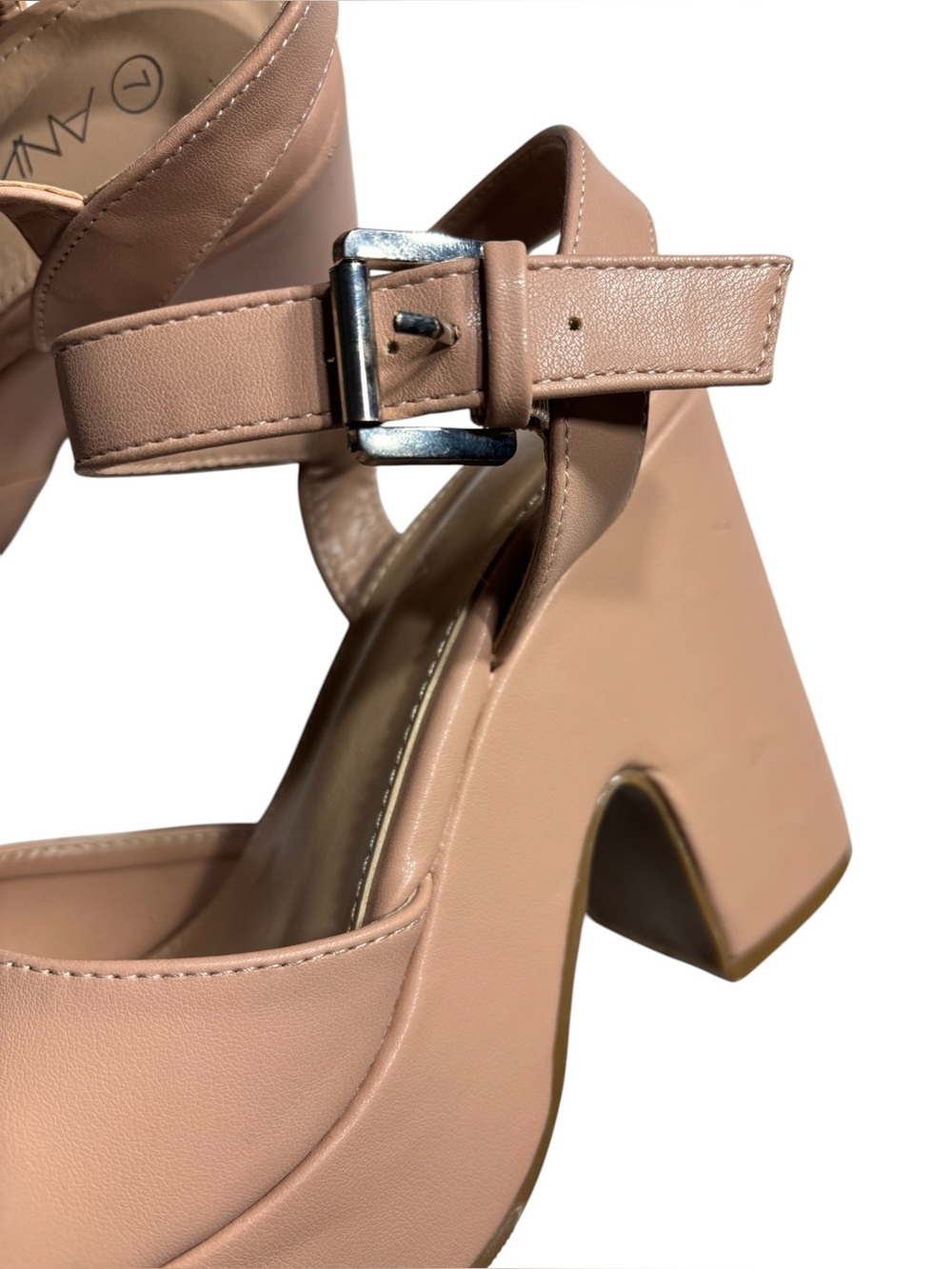 Anna 7 Nude Stacie Women’s Chunky Platform Sandals Beige Tan Pink - Picture 10 of 12
